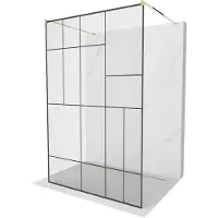 Mexen Kioto vrijstaande douchewand 130 x 200 , zwart patroon 8 mm, goud - 800-130-002-50-78