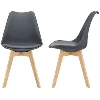 Helloshop26 set van 2 Scandinavische eetkamerstoelen keuken synthetisch plastic grijs