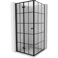 Mexen Mist-F vouwbare douchecabine links 85 x 85 , zwart rooster, zwart - 8A6T-085-085-70-77-L