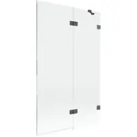 Mexen Lunar badwand 2-delig rechts 110 x 150 , transparant, geborsteld gun gray - 897-110-100-66-00-P