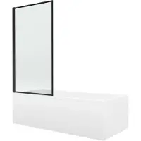 Mexen Cubik rechthoekig bad 150 x 70 met ombouw en 1-delige douchewand 80 , zwart patroon fix - 550315070X9308007070