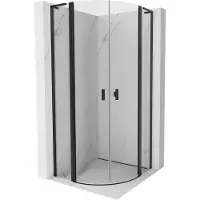 Mexen Mist L douchecabine halfcirkelvormig draaibaar 100 x 100 , transparant, zwart - 8A32L-100-100-70-00