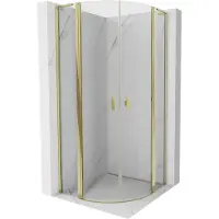 Mexen Mist L halfcirkelvormige draaideur douchecabine 90 x 90 , transparant, goud - 8A32L-090-090-50-00