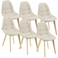 Helloshop26 Set van 6 eetkamerstoelen 86 x 53 x 47 cm beige