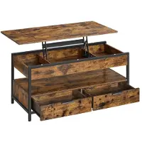 Helloshop26 Salontafel - - Verstelbaar - Rustiek bruin - 50x120 cm - 2 opberglade
