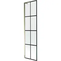 Mexen Next L badwand met 1 vleugel 50 x 150 , zwart raster, goud - 895-050-000-03-77-50