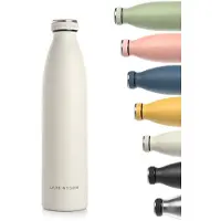 Lars Larsen Ren Roestvrijstalen drinkfles 1000ml - BPA-vrije geïsoleerde waterfles - voorSport, Fiets, Volwassene, Kids (Almond Beige)