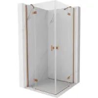 Mexen Mist-H Duo douchecabine scharnierend 90 x 90 , transparant, geborsteld koper - 8A5-090L-090P-65-00