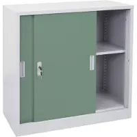 MCW Archiefkast Boston -F41, stalen kantoorkast, met afsluitbare schuifdeuren 90x90x45cm ~ groen