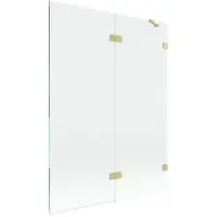 Mexen Lunar badwand 2-delig rechts 130 x 150 , transparant, goud geborsteld - 897-130-100-55-00-P