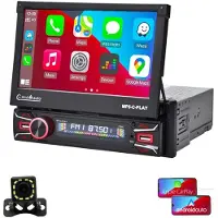 Torribaly 1Din Auto Stereo Draadloze CarPlay Android Auto 7In Elektrische Uitklapbare