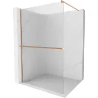 Mexen Kioto+ douchewand met plank Walk-in 80 x 200 , ribbels, geborsteld koper - 800-080-121-65-09