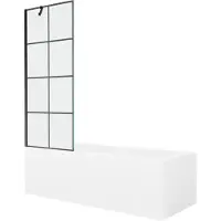 Mexen Cubik rechthoekig bad 160 x 70 met omkasting en 1-delig scherm 70 , zwart patroon - 550316070X9507007077