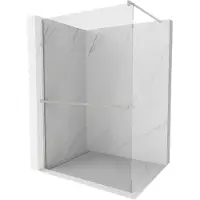 Mexen Kioto+ douchewand met plank Walk-in 125 x 200 , transparant, geborsteld nikkel - 800-125-121-97-00