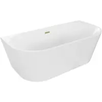 Mexen Oval vrijstaande wandbadkuip 180 x 80 , wit, overloop goud geborsteld - 52671808000-55