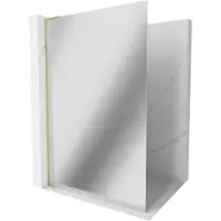 Mexen Kioto L douchewand Walk-in 100 x 200 , spiegel, goud - 800-100-103-50-50