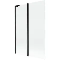 Mexen Mist L badscherm 2-delig 110 x 150 , transparant, zwart - 8A9L-120-011-70-00
