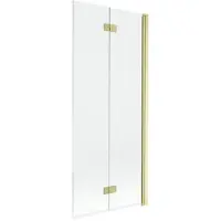 Mexen Mist badscherm 2-delig rechts 80 x 150 , transparant, goud geborsteld - 8A9-080-002-55-00-P