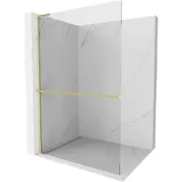 Mexen Kioto+ L douchewand met plank Walk-in 90 x 200 , transparant, geborsteld goud - 800-090-123-55-00