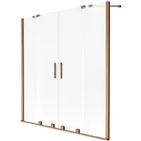 Mexen Velar Duo badwand 2-delig schuifbaar 150 x 150 , vorst, geborsteld koper - 896-150-000-32-65