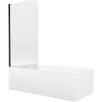 Mexen Cubik rechthoekig bad 150 x 70 met ombouw en 1-vleugelig scherm 70 , transparant, zwart - 550315070X9007017000