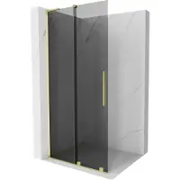 Mexen Velar L douchewand schuifdeur Walk-in 120 x 200 , grafiet 8 mm, goud geborsteld - 871-120-003-43-55