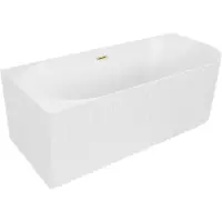 Mexen Gia staande hoekbadkuip met ribbel links 170 x 80 , witte mat, overloop goud geborsteld - 52701708001L-55