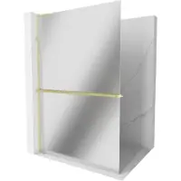 Mexen Kioto+ L douchescherm met plank Walk-in 100 x 200 , spiegel, goud geborsteld - 800-100-123-55-50