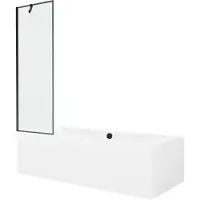 Mexen Cube rechthoekig bad 170 x 80 met ombouw en 1-vleugelige scherm 60 , zwart patroon - 550517080X9506007070