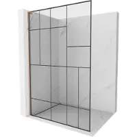 Mexen Kioto L douchewand Walk-in 100 x 200 , zwart patroon, roze goud - 800-100-103-60-78