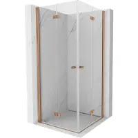 Mexen Mist-F Duo vouwbare douchecabine 75 x 75 , transparant, geborsteld koper - 8A6-075L-075P-65-00