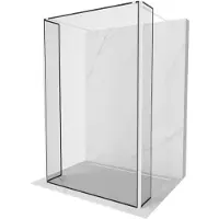 Mexen Kioto vrijstaande douchewand 100 x 30 x 30 , zwart frame, wit - 800-100-030-222-20-70-030