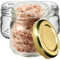 Kadax Weckpotten, 40 ml, mini-inmaakpotten, kruidenpotjes met schroefdeksel, inmaakglas, testpotten, jampotten, mini-honingpotten, ronde potten (10 stuks, goudkleurig deksel)