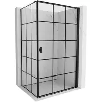Mexen Mist-B douchecabine scharnierend rechts 70 x 75 , zwart raster, zwart - 8A2T-070-075-70-77-P