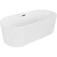 Mexen Paola vrijstaande geribbelde badkuip 150 x 75 , wit glans, overloop gun metal - 52721507500-95