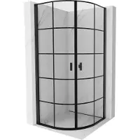 Mexen Mist halfcirkelvormige douchecabine met openslaande deuren 90 x 90 , zwart raster, zwart - 8A31-090-090-70-77