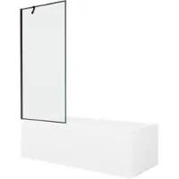 Mexen Cubik rechthoekig bad 160 x 70 met ombouw en 1-deurs scherm 80 , zwart patroon - 550316070X9508007070