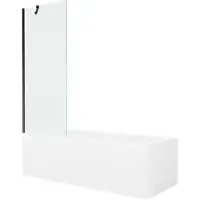 Mexen Cubik rechthoekig bad 160 x 70 met ombouw en 1-deurs scherm 70 , transparant, zwart - 550316070X9507000070