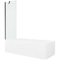 Mexen Vega rechthoekig bad 180 x 80 met ombouw en 1-vleugelig scherm 60 , transparant, zwart - 550118080X9506000070