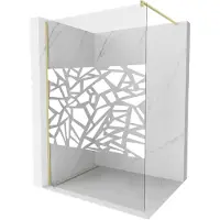 Mexen Kioto douchewand Walk-in 140 x 200 , wit patroon 8 mm, goud geborsteld - 800-140-101-55-85