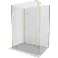 Mexen Kioto douchewand Walk-in 140 x 110 x 30 , transparant, goud geborsteld - 800-140-110-221-55-00-030