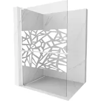 Mexen Kioto+ L douchescherm met plank Walk-in 100 x 200 , wit patroon, wit - 800-100-123-20-85