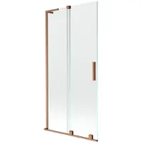 Mexen Velar L badwand 2-delig schuifbaar 95 x 150 , transparant, geborsteld koper - 896-095-003-01-65