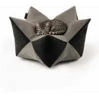Lionto Sterrenkussen kat, zacht kattenbed 70x38 cm grijs/zwart