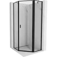 Mexen Mist vijfhoekige douchecabine, rechts openend, 90 x 90 , zwart frame, zwart - 8A8-090-090-70-70-P