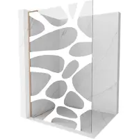 Mexen Kioto L douchewand Walk-in 110 x 200 , witte golf, geborsteld koper - 800-110-103-65-97