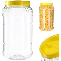 Kadax Voorraaddoos met deksel, voorraaddoos van kunststof, weckpot met handvat, plastic container voor levensmiddelen, opbergdoos keukenorganizer (rond, 3 liter)