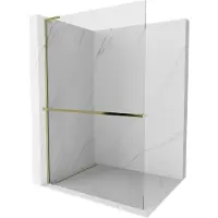 Mexen Kioto+ L douchewand met plank Walk-in 80 x 200 , transparant, goud - 800-080-123-50-00