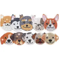 Tlily 10 stuks DIY kristallen houten kunstonderzetters met beugel in de stijl van een hond
