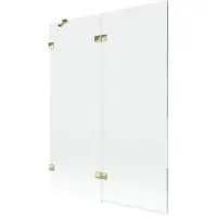 Mexen Lunar badwand 2-delig links 130 x 150 , transparant, goudkleurig - 897-130-100-50-00-L